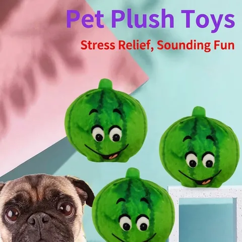Haustier Plüsch Quietschen Spielzeug Wassermelonenform Hund Katze Zahnen Kauspielzeug Weiches Obst Spielball Mit Sound Training