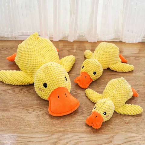 Quietschendes Plüsch-Hundespielzeug Weiches Mais-Fleece Ente Form Kauspielzeug Langlebig Zahnreinigung Welpe Haustier Spielkamerad Für Kleine Mittlere Hunde