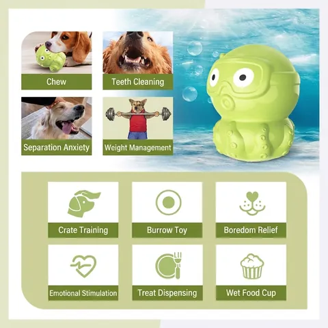 Octopus Dog Puzzle Toy Treat Dispensing Slow Feeder For Small Medium Dogs Interactive Enrichment Sniffing Toy Green Rubber Chewing Toy For Enrichment Training
