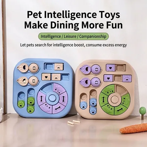 Pet Puzzle Toy Square Slow Feeder Dog Enrichment Game Interactive Food Dispenser For Cats Small Dogs Mental Stimulation Training Bowl