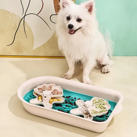 Oceaan Thema Huisdier Puzzel Slow Feeder Speelgoed Zeilboot Ontwerp Hond Voerdispenser Dienblad Voor Verveling Verlichting
