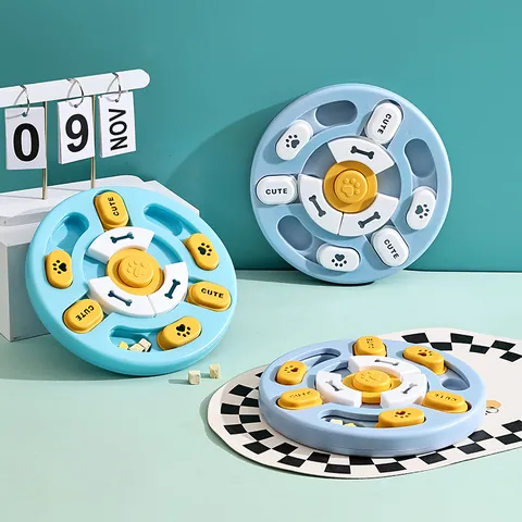Runder Haustier Puzzle Anti-Schling-Napf Spielzeug IQ Training Napf Quietschen Hund Katze Für Mentale Stimulation Kunststoff