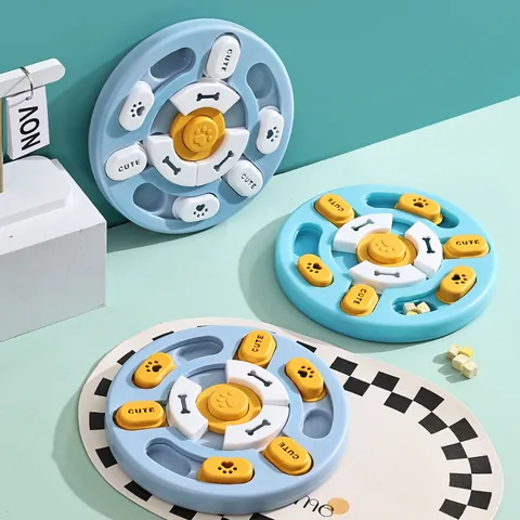 Runder Haustier Puzzle Anti-Schling-Napf Spielzeug IQ Training Napf Quietschen Hund Katze Für Mentale Stimulation Kunststoff