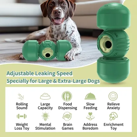 Jouet Interactif Distributeur de Friandises pour Chiens Puzzle Mangeoire Lente Avec Son Réglable en Plastique Durable