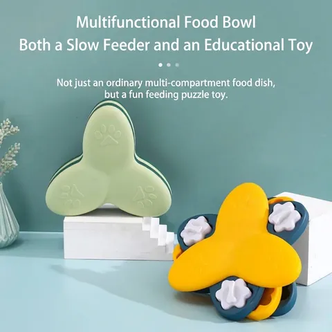 Gamelle Anti-Glouton pour Chien Forme de Trèfle Jouet Fourrager Interactif pour Petits et Moyens Chiens Chats Distributeur de Nourriture