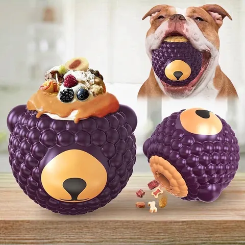 Interactive Dog Toy Raspberry Shape Puppy Slow Feeder Puzzle Treat Dispenser Durable Plastic Enrichment For Small Medium Dogs