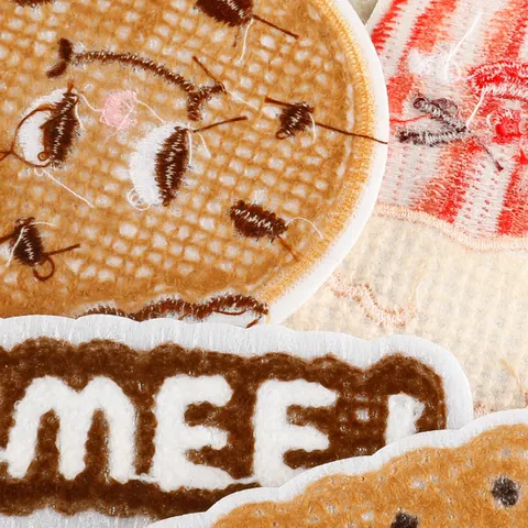 Patch Ricamata in Asciugamano Cibo Cartone Animato Stirabile Poliestere Biscotto Popcorn Lettera Sweet per Vestiti DIY