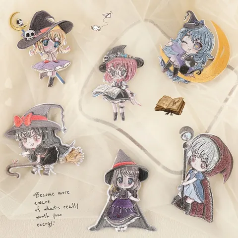 Écusson Brodé Magicienne Anime Dessin Animé Mignon Thermocollant DIY Accessoires Vêtements Badge Broderie Polyester Autocollant
