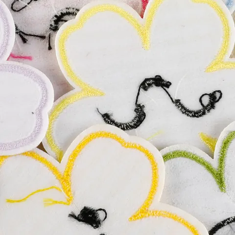 Polyester Plaid Flower Embroidered Patches Gingham Floral Smiley Face DIY Iron On Badge For Clothing Shoes Hats Bags Decoration