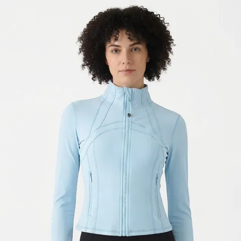 Giacca Sportiva da Yoga Slim Fit da Donna con Collo Alto Top da Allenamento con Cerniera Intera Manica Lunga Fori per il Pollice Fitness Atletica