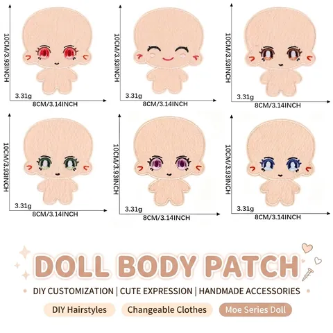 Cartoon Süß Anime Puppe Gesicht Stickerei Aufnäher Polyester Vlies Filz DIY Handwerk Bekleidung Nähen Patch Für Taschen Kleidung Hut