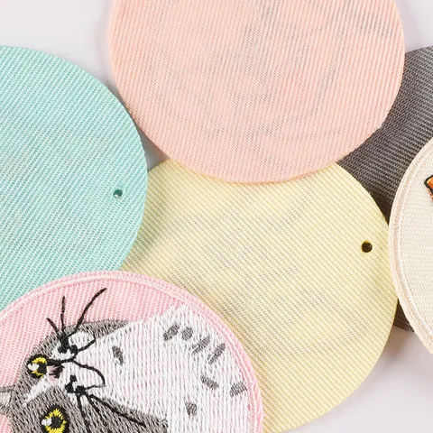 Creative Cute Pet Embroidery Keychain Circular Cat Dog Portrait Embroidered Patch Bag Charm Keyring For Animal Lovers Gift