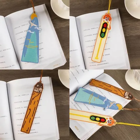 Creative 3D Embroidered Bookmark Vintage Literary Style Polyester Felt Book Marker With Lanyard For Book Lovers Students Office School Stationery Gift