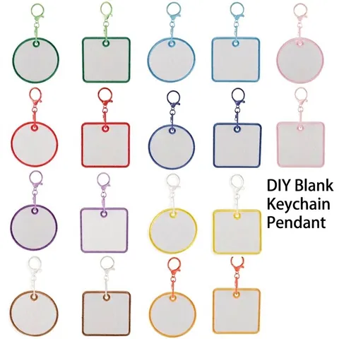 DIY Kleurrijke Vilt Sleutelhanger Hanger Geborduurde Rand Blanco Patch Voor Bagagelabel Vierkant Rond Koreaanse Stijl Craft Bag Accessoire