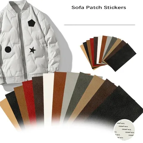 Patchs de Réparation en Cuir Auto-Adhésifs pour Canapé Doudoune Motif Litchi Imperméable Bricolage Tissu de Fixation