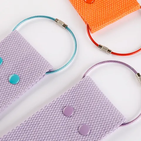 Ins Style Macaron Color Polyester Webbing Keychain Ribbon DIY Nameplate Bag Charm Pendant Key Ring Ornament For Women Men
