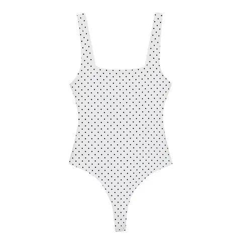 Body Sexy para Mujer con Cuello Cuadrado Sin Mangas Ajustado Color Sólido Lunares Leotardo Estilo Europeo Mono Top