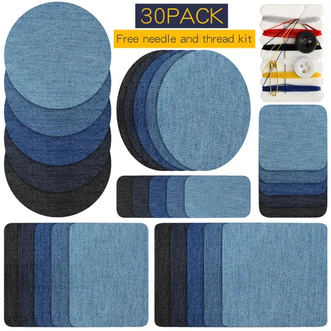Denim Iron On Patches For Clothing Repair Elbow Knee Self Adhesive Twill Cloth Patches For Jeans Sweaters Jackets DIY Decorative Appliques Multi Size Set