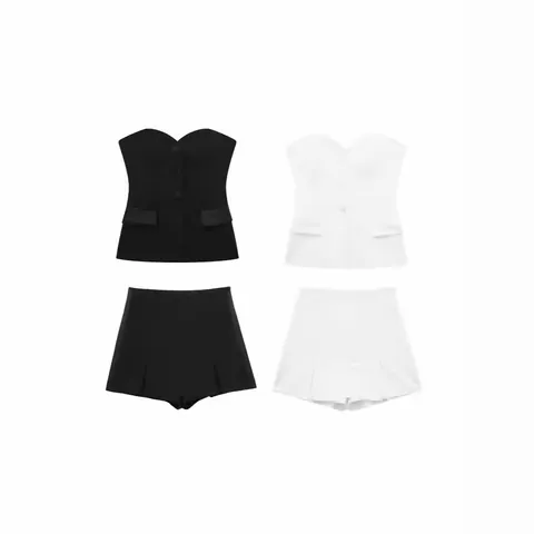 Conjunto de Chaqueta Blazer de Retazos con Textura de Satén para Mujer Top de Tubo y Parte Inferior Elegante Ajustado Slim Fit Trajes de Fiesta de Dos Piezas
