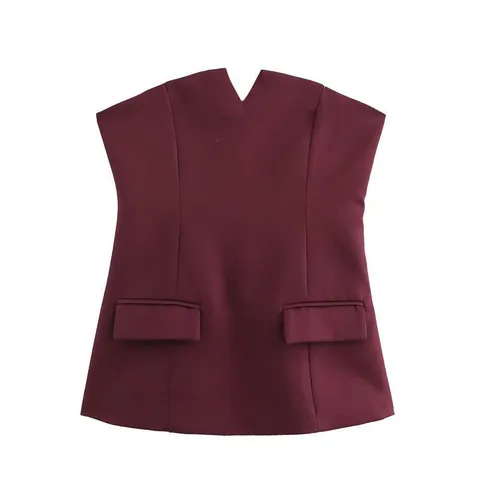 Women Sexy Strapless Tube Top V-Neck Slim Fit Corset Style Sleeveless Solid Color Striped Streetwear Party Clubwear Top