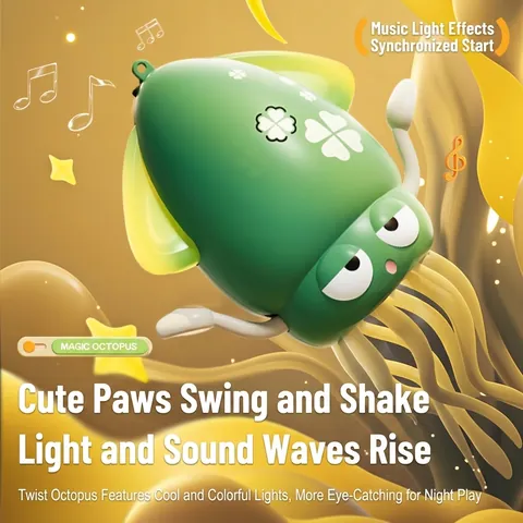 Interactive Electric Dancing Octopus Cat Toy Smart Sensor Obstacle Avoidance Dancing Musical Lighting Plastic Pet Toys For Indoor Cats Entertainment