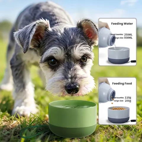 Tragbare Haustier Trinkflasche Für Hunde Outdoor Reise Trinkspender Silikon Edelstahl Auslaufsicher Welpen Feeder Mit Schlüsselband