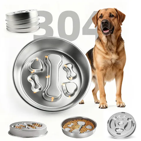 Professional 304 Stainless Steel Pet Bowl Slow Feeder For Dogs And Cats Anti-Slip Durable Healthy Feeding Food Water Bowl
