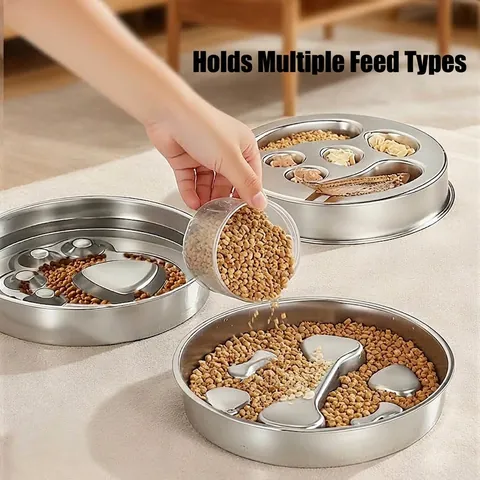 Professional 304 Stainless Steel Pet Bowl Slow Feeder For Dogs And Cats Anti-Slip Durable Healthy Feeding Food Water Bowl