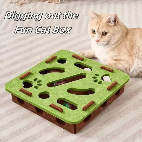 Huisdier Kat Puzzel Doolhof Speelgoed Vilt Box Voor Katten Intelligente Zelfvermaak Interactief Spel Met Belletjesballen