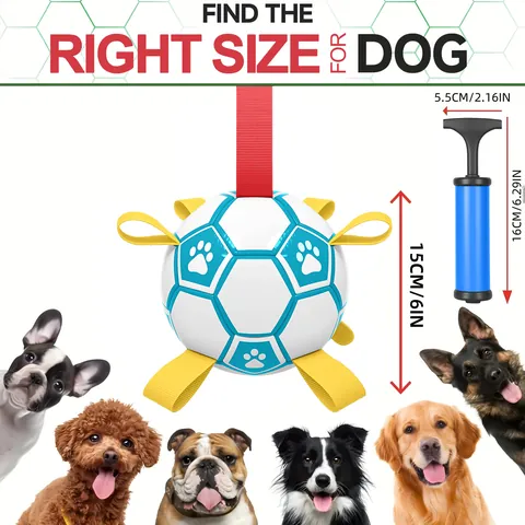 Pallone da Calcio Interattivo per Cani con Linguette di Presa Palla da Allenamento in PU Resistente per Cani di Piccola Media e Grande Taglia Giocattolo da Riporto per Esterni
