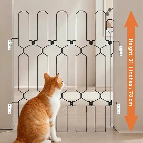 Metal Pet Gate Foldable Retractable Dog Fence Safety Isolation Gate Indoor Outdoor Portable Iron Mesh Barrier For Pets