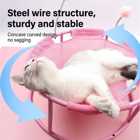 Erhöhte Katzenhängematte Bett Für Innenkatzen Atmungsaktive Mesh Haustier Sofa Stuhl Mit Metallrahmen Abnehmbar Waschbar Lounge Bett Für Kleine Hunde
