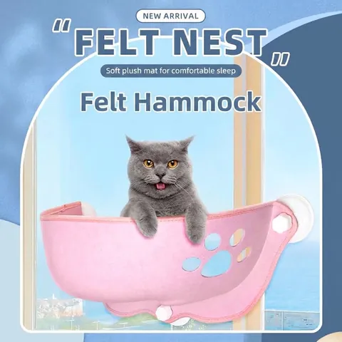 Filz Katzenhängematte Saugnapf Fenster Katzenbett Mit Weicher Plüschmatte Für Hauskatzen Sonnenbad Nest Haustiermöbel Zubehör
