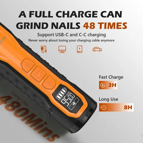 Quiet Electric Pet Nail Grinder With 5 Speed LCD Display Dual LED Light Rechargeable Grooming Tool For Large Dogs Cats