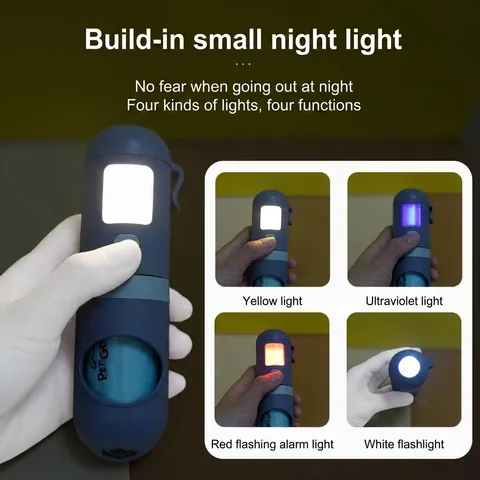 Draagbare LED Hondenpoepzakjes Dispenser Capsule Afvalzakhouder USB Oplaadbare Hondenpoepzakhouder voor Wandelen Outdoor Huisdier Accessoires