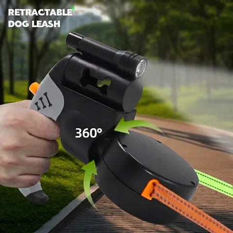 Dual Head Retractable Dog Leash 360 Degree No Tangle Double Leashes With LED Light For Two Small Medium Dogs Walking