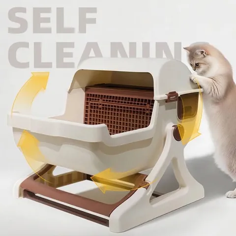 Semi-Automatic Cat Litter Box Extra Large Self Cleaning Cat Toilet Portable Foldable Splash-Proof Cat Sand Basin For Indoor Cats Pet Cleaning Supplies
