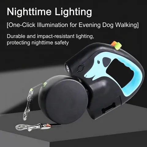Dubbele Kop Automatisch Intrekbare Hondenriem Met LED Verlichting 360 Knoopvrije Tractie Met Poepzakhouder Voor Honden Nachtwandelen