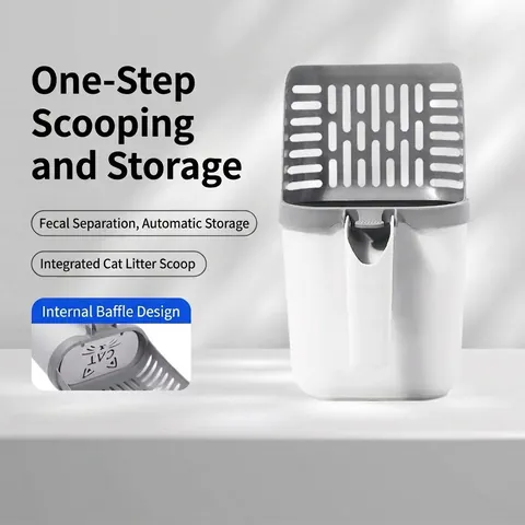 Integrated Cat Litter Scoop Set With Waste Bag Dispenser Detachable Large Capacity Poop Scooper Pet Cleaning Tool