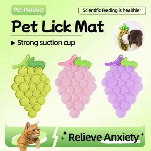 Tapis de Lécher en Silicone pour Chiens Chats Alimentation Lente Soulagement Anxiété Avec Ventouses Tapis de Nourriture Antidérapant