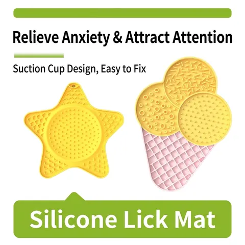 Tapis de Lécher en Silicone pour Chiens Chats Alimentation Lente Soulagement Anxiété Avec Ventouses Tapis de Nourriture Antidérapant