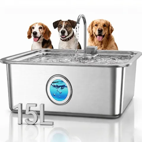 15L Große Kapazität Edelstahl Haustier Trinkbrunnen Automatischer Ultra-Leiser Gefilterter Wasserspender Für Hunde Katzen