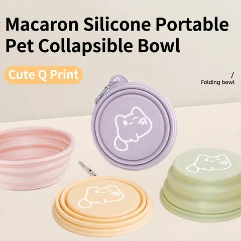 Portable Collapsible Silicone TPE Pet Bowl With Metal Carabiner For Dogs Cats Travel Feeding Water Bowl Folding Food Dish