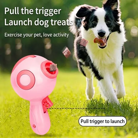 Lanceur de Friandises Laser Portable pour Animaux Catapulte de Nourriture pour Chiens Jouet d'Entraînement Interactif