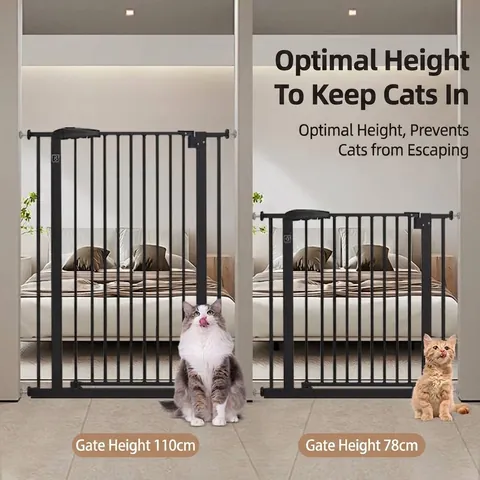 Indoor Safety Gate For Baby And Pets Pressure Mounted Carbon Steel Walk Thru Dog Gate For Stairs Doorways Extra Wide Black