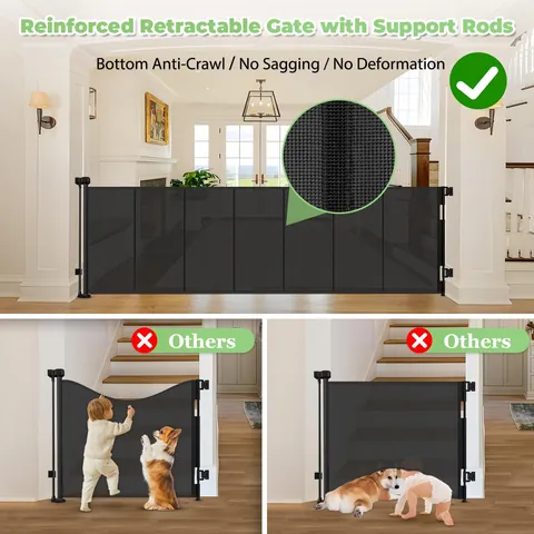 Retractable Baby Safety Gate Indoor Pet Fence Aluminum Alloy PVC Mesh Guard Rail For Stairs Doorways Hallways Safety Barrier