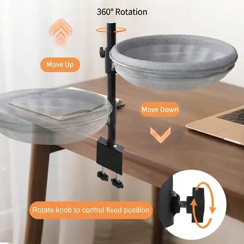360 Drehbarer Schreibtisch Katzenbett Platzsparende Klemm Katzenhängematte Für Bürotisch Alle Jahreszeiten Edelstahl Netz Plüsch Haustierbett