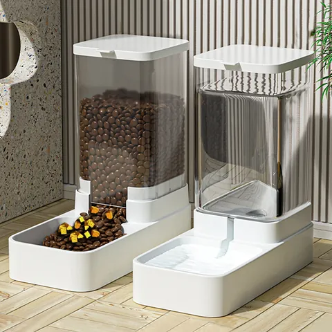 Automatischer Fressnapf Und Wasserspender Schwerkraft Futterspender Set Für Katzen Hunde Transparente Minimalistische Kunststoffnäpfe