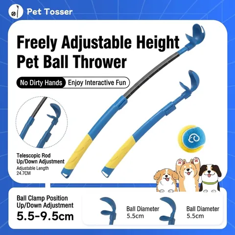 Lanceur de Balles Rétractable pour Animaux Jouet d'Entraînement Interactif Chien Lanceur de Balles de Tennis Portable pour Exercice en Plein Air Bâton Lanceur Durable