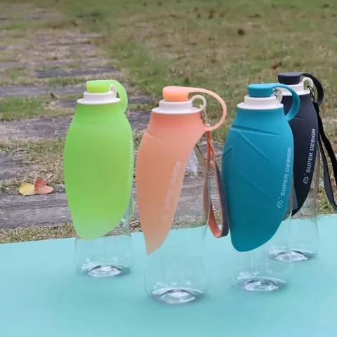 Tragbare Hundewasserflasche Blattdesign Faltbare Silikon Haustier Reise Trinkschüssel Outdoor Wandern Welpen Katzen Wasserspender SUPER DESIGN